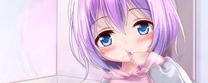 Preview wallpaper girl, toy, bathroom, anime, art