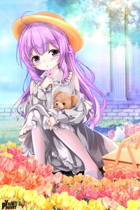 Preview wallpaper girl, toy, flowers, anime, art