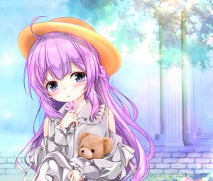 Preview wallpaper girl, toy, flowers, anime, art