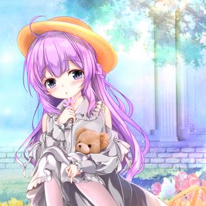Preview wallpaper girl, toy, flowers, anime, art