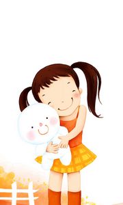 Preview wallpaper girl, toy, hugs, childhood