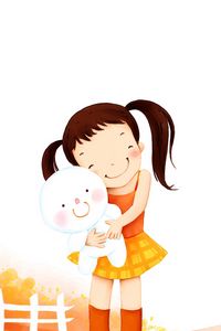 Preview wallpaper girl, toy, hugs, childhood