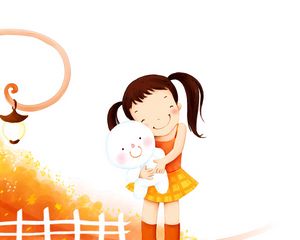 Preview wallpaper girl, toy, hugs, childhood