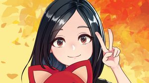 Preview wallpaper girl, toy, smile, gesture, anime, art, cartoon