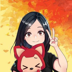 Preview wallpaper girl, toy, smile, gesture, anime, art, cartoon