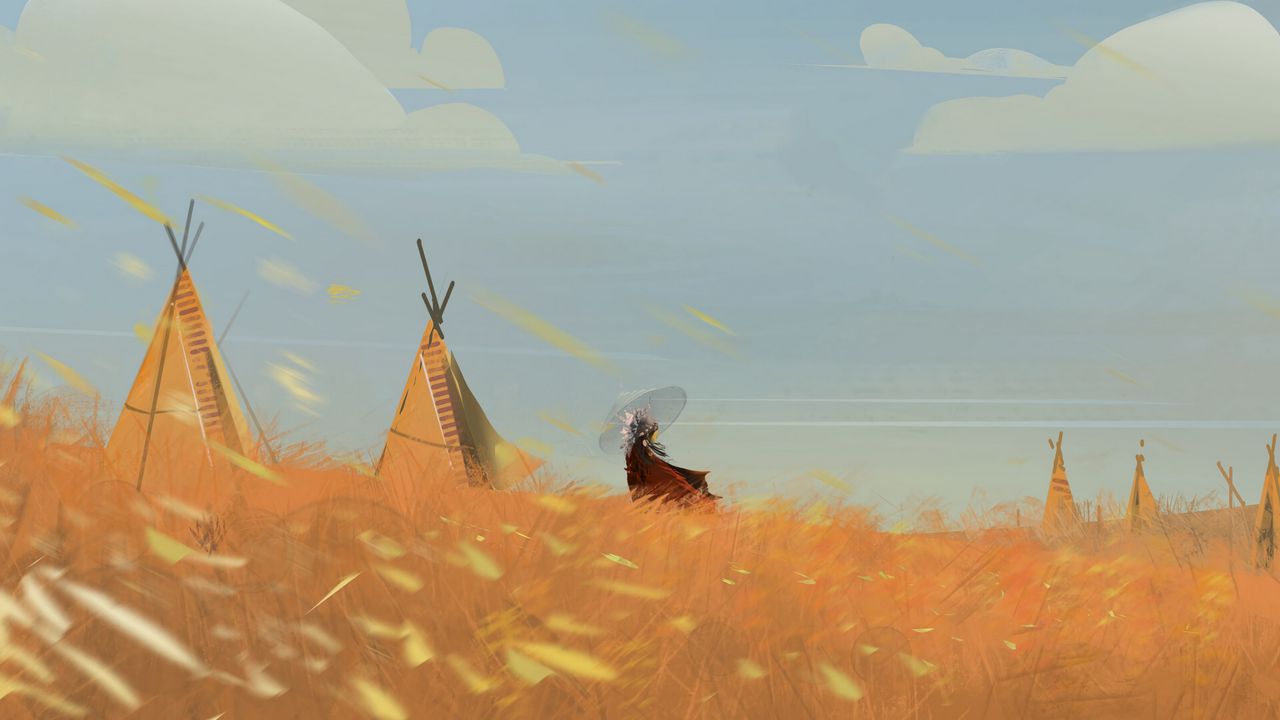 Wallpaper girl, tradition, outfit, wigwams, art