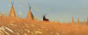 Preview wallpaper girl, tradition, outfit, wigwams, art