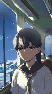 Preview wallpaper girl, train, anime, art