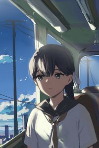 Preview wallpaper girl, train, anime, art