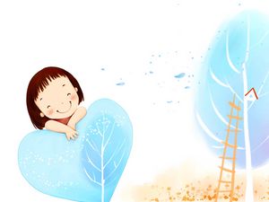 Preview wallpaper girl, tree, leaves, child, drawing
