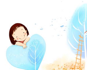 Preview wallpaper girl, tree, leaves, child, drawing