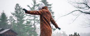 Preview wallpaper girl, tree, snow, winter