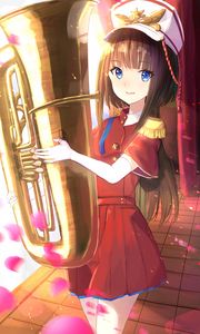 Preview wallpaper girl, trumpet, musical instrument, orchestra, music, anime