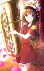 Preview wallpaper girl, trumpet, musical instrument, orchestra, music, anime