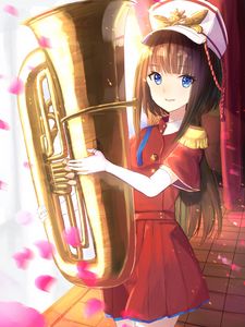 Preview wallpaper girl, trumpet, musical instrument, orchestra, music, anime