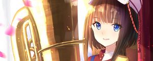 Preview wallpaper girl, trumpet, musical instrument, orchestra, music, anime