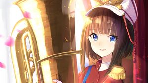 Preview wallpaper girl, trumpet, musical instrument, orchestra, music, anime