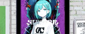 Preview wallpaper girl, t-shirt, posters, wall, anime
