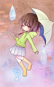 Preview wallpaper girl, umbrella, chibi, anime
