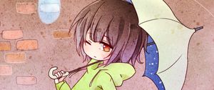 Preview wallpaper girl, umbrella, chibi, anime