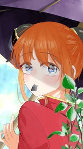 Preview wallpaper girl, umbrella, glance, cute, anime, art