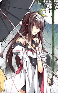 Preview wallpaper girl, umbrella, kimono, anime, art