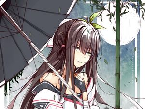 Preview wallpaper girl, umbrella, kimono, anime, art