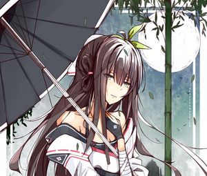 Preview wallpaper girl, umbrella, kimono, anime, art