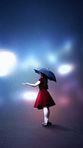Preview wallpaper girl, umbrella, light, illusion, art