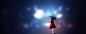 Preview wallpaper girl, umbrella, light, illusion, art