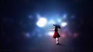 Preview wallpaper girl, umbrella, light, illusion, art
