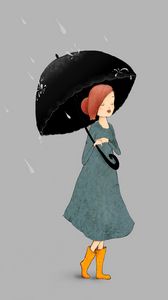 Preview wallpaper girl, umbrella, rain, art