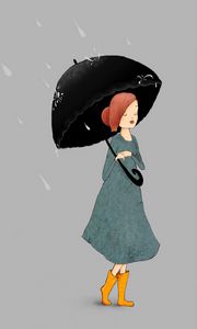 Preview wallpaper girl, umbrella, rain, art