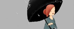 Preview wallpaper girl, umbrella, rain, art