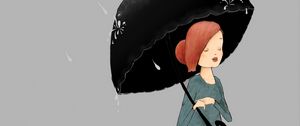 Preview wallpaper girl, umbrella, rain, art