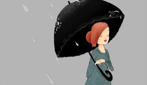 Preview wallpaper girl, umbrella, rain, art