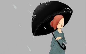 Preview wallpaper girl, umbrella, rain, art