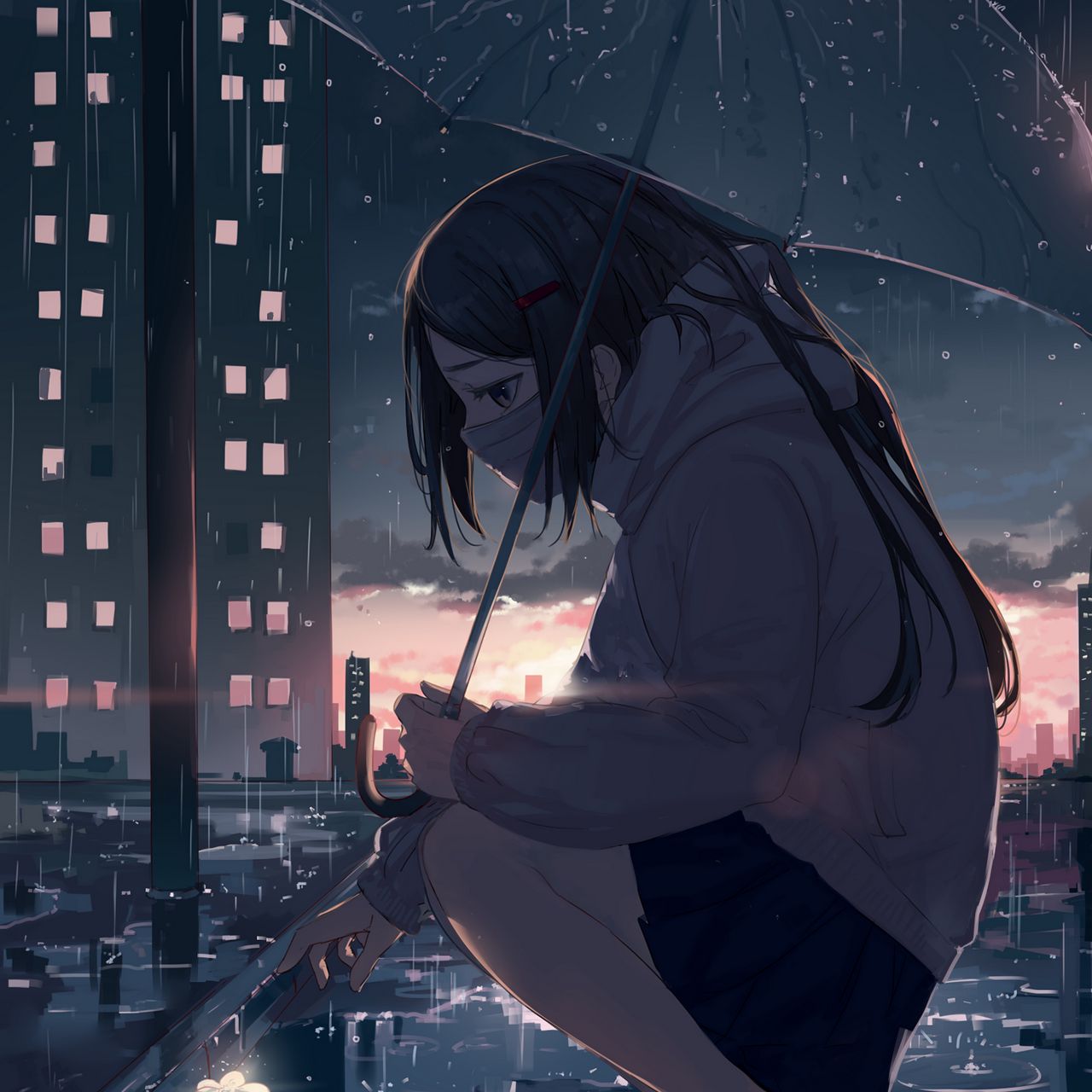 Hình nền anime cô gái với ô dưới mưa, tạo nên một khung cảnh đầy cảm xúc. Hãy tải ngay để tận hưởng vẻ đẹp của bức tranh nền này.
