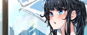 Preview wallpaper girl, umbrella, rain, drops, anime