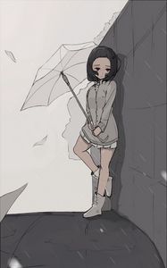 Preview wallpaper girl, umbrella, rain, sadness, alone, anime