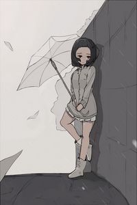 Preview wallpaper girl, umbrella, rain, sadness, alone, anime