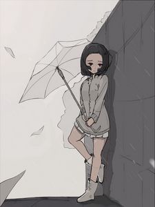 Preview wallpaper girl, umbrella, rain, sadness, alone, anime