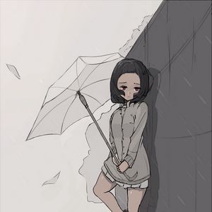 Preview wallpaper girl, umbrella, rain, sadness, alone, anime