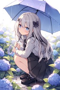 Preview wallpaper girl, umbrella, rain, sadness, anime