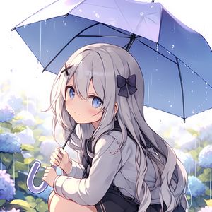 Preview wallpaper girl, umbrella, rain, sadness, anime