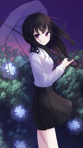Preview wallpaper girl, umbrella, shirt, anime