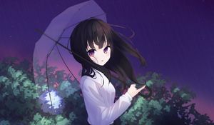 Preview wallpaper girl, umbrella, shirt, anime