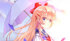 Preview wallpaper girl, umbrella, uniform, anime, bright