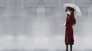 Preview wallpaper girl, umbrella, walking, rain