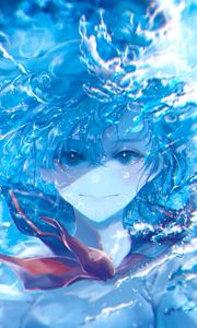 Preview wallpaper girl, underwater, water, anime, art, blue